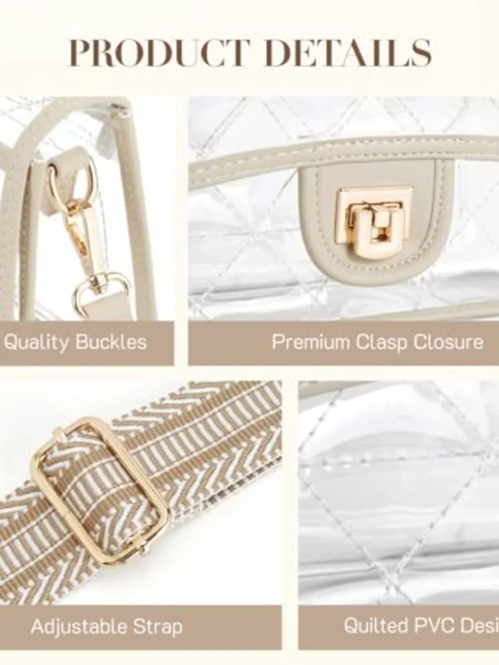 Clear Crossbody Bag Stadium Approved Transparent Shoulder Bag Concerts
